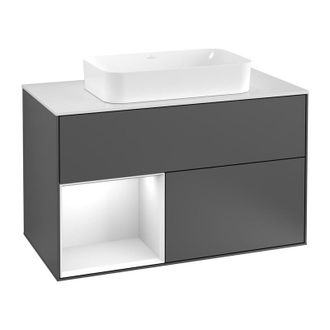 Villeroy & Boch Villeroy&boch - Finion, Muebles De Ba&ntilde;o, 1000 X 603 X 501 Mm, Angular, Con Estanter&iacute;a (iluminada), Modelo Suspendido, En Madera, Lavabo En El Medio, I