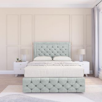Sloomy Vienna Naples Bed Set, No Drawers Mattress & 54 Headboard in Silver | Size: Small Single