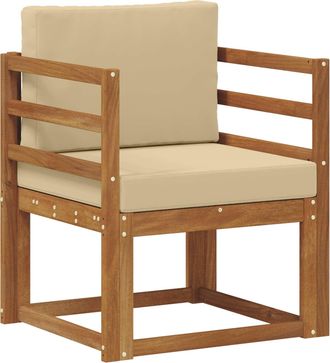 vidaXL Sof&aacute; De Exterior Madera De Acacia S&oacute;lida Y Poli&eacute;ster Natural Vidaxl
