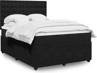 vidaXL Vidaxl - Cama Box Spring Con Colch&oacute;n Terciopelo Negro 140x200 Cm