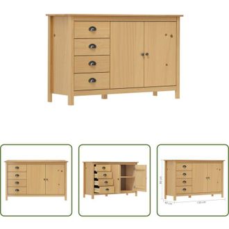 vidaXL vidaXL Cassettiera in pino - Credenza Hill Marrone ambra 130x40x80 cm in Legno di Pino