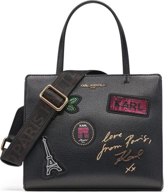 Karl Lagerfeld Maybelle Pins+Rhinestones Satchel in Black/gold at Nordstrom