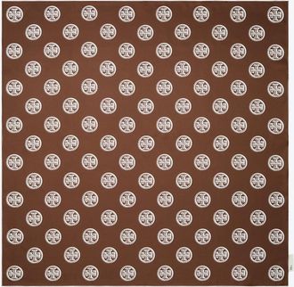 Tory Burch Womens Medallion Logo Silk Square Scarf, One Size