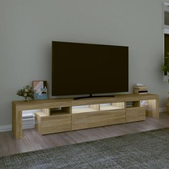 Berkfield Home TV Cabinet with LED Lights Sonoma Oak 230x36.5x40 cm in Light Oak