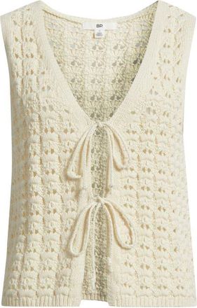 BP. Tie Front Sweater Vest in Ivory Dove at Nordstrom, Size Xx-Small
