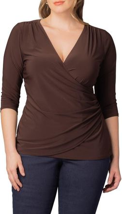 Kiyonna Faux Wrap Top in Chocolate at Nordstrom, Size 4X