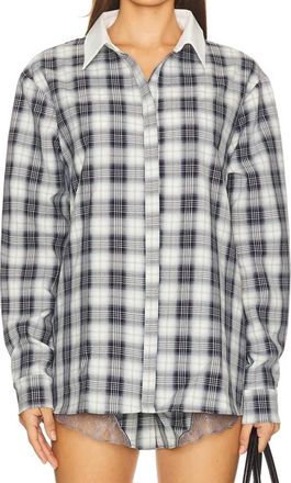 Lioness Vacanza Shirt In Navy Plaid