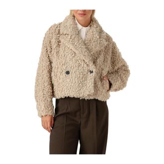 Copenhagen Muse Gezellige Teddyjas voor herfst/winter - Dames - Jassen - Beige - M - Polyester - Jassen
