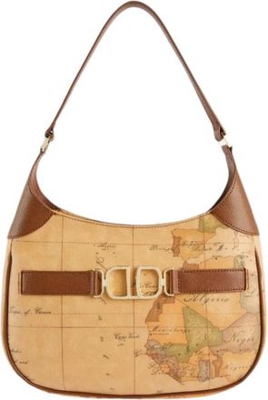 Alviero Martini 1A Classe Tassen, Dames, Bruin, ONE Size, Leer, Moderne 3D Geo Schoudertas