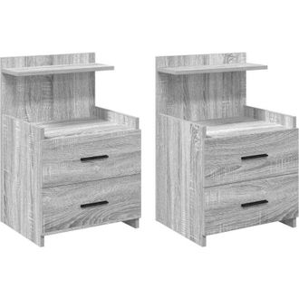 vidaXL Vidaxl - Mesitas De Noche 2 Unidades Con 2 Cajones Gris Sonoma 40x36,5x62 Cm