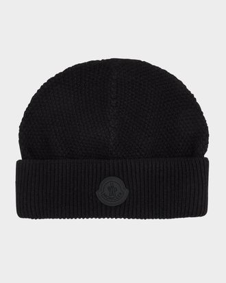 Moncler Men & apos;s Tonal Wool Logo Beanie