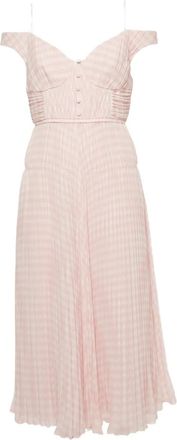 Self Portrait Abito midi a quadretti - Rosa