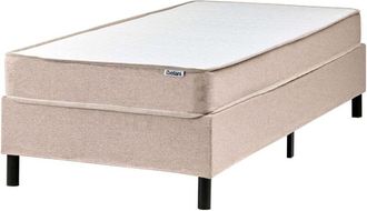 Beliani Divan Bed Beige Polyester Upholstery EU Single Size 3ft Without Headboard Pocket Spring Mattress Bedroom COUNTESS