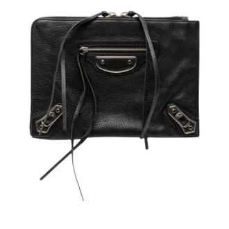 Balenciaga Pre-owned Clutches, female, Black, Size: ONE SIZE Pre-owned Motocross Metallic Edge Clutch