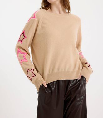 Brodie Pop Star Sleeve Crew Sweater In Soft Camel