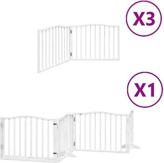 vidaXL Dog Gate with Door Foldable 10 Panels White 800 cm Poplar Wood vidaXL