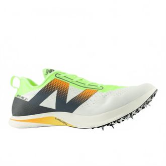 New Balance Mens Fuelcell Supercomp Mdxv3 Track Shoe In White/bleached Lime Glo/hot Mango