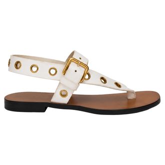 Celine Celine Eyelet T-Strap Platte Sandalen in Wit Leer