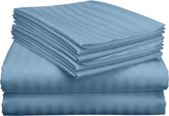 Luxury Home Dobby Stripe Sheet Set in Light Blue at Nordstrom Rack, Size Queen