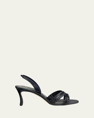 Manolo Blahnik 70mm Volusan Leather Slingback Pumps