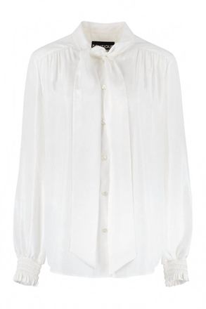 Moschino Womens Pleated Satin Blouse In Ivory