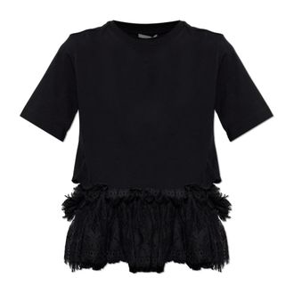 Alexander McQueen Alexander McQueen, T-Shirts, female, Black, Size: XS Lace Peplum T-shirt