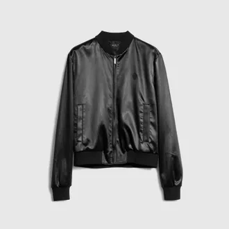 Gucci Cotton Acetate Satin Zip Jacket, Size 44, Black