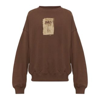 Palm Angels Felpa in cotone con stampa - - Sweatshirts & Hoodies - Uomo - Marrone - XL