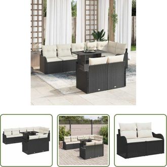 vidaXL Cuscino per esterni - Set di relax con cuscino 9 pcs Nero Poly Rattan
