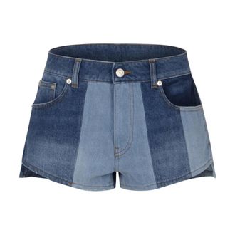 Coperni Denim Shorts, female, Blue, Size: S Denim Patchwork Mini Shorts