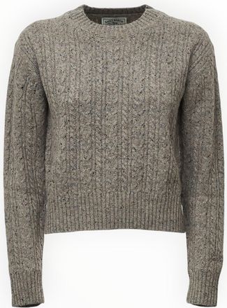 MC2 Saint Barth Lalia Taupe Cable-Knit Wool Sweater