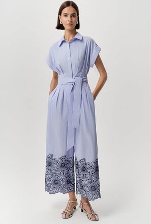 Exquise Zoie Short Sleeve Button Belted Jumpsuit in Multi Color at Nordstrom, Size Medium