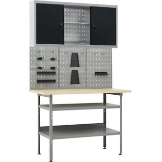vidaXL Vidaxl - Workbench with Three Wall Panels and One Cabinet