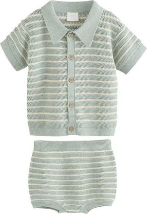 Next Stripe Knit Cardigan & Bloomers Set in Green at Nordstrom, Size 9-12M