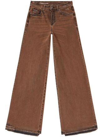 Diesel Rust-Effect Brown Wide-Leg Jeans