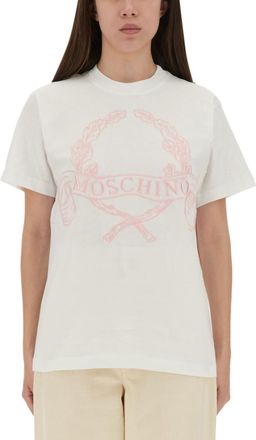 Moschino White Single Graphic Crew Neck T-Shirt