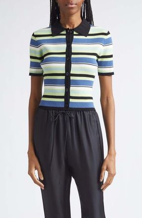 Toccin Shae Button Front Polo in Ocean/Keylime Multi at Nordstrom, Size X-Small
