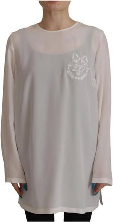 Dolce & Gabbana Blusa Girocollo in Seta - - Blouses & Shirts - Donna - Bianco - S