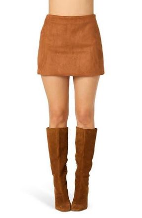 ASTR the Label Faux Suede Miniskort in Cognac Brown at Nordstrom Rack, Size Large