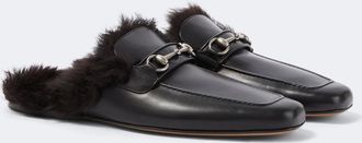 Gucci Horsebit shearling-lined leather mules