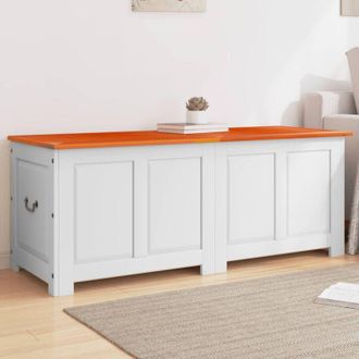 vidaXL Cassapanca con Coperchio Marrone e Bianco Legno Massello Acacia - Vidaxl