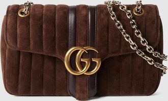 Gucci Jetset GG Marmont Medium Shoulder Bag, Brown, Suede