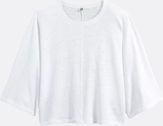La Redoute Collections Linnen T-shirt, ronde hals, wijde mouwen