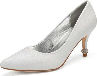 Generic Wedding Bridal Shoes Womens High Heels Pointed Toe Stiletto Closed Toe Ankle Strap Bridal Wedding Dress Pumps Shoes 7.5Cm,Ivory,8 UK