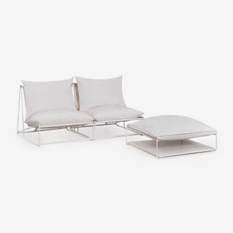 Sklum Sklum - Divano da giardino modulare Amaro in 2 pezzi e pouf trasformabile