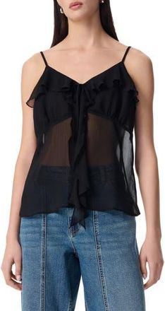 Robert Rodriguez Justine Cascading Ruffle Chiffon Camisole in Black at Nordstrom Rack, Size X-Small