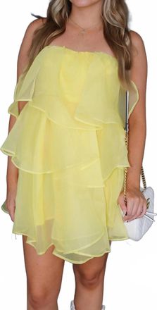 Olivaceous Goldie Ruffle Dress In Yellow