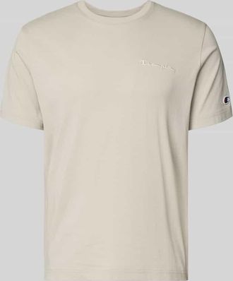 Champion T-Shirt mit Label-Stitchings und Rundhalsausschnitt in Beige, Gr&ouml;&szlig;e XXL