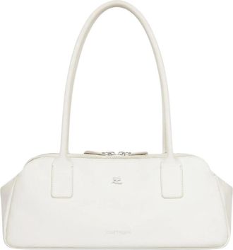 Courr&egrave;ges Leren Tas met Strepen - Dames - Schoudertassen - Wit - ONE Size - Leer - Tassen