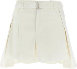 sacai Korte Broeken, Dames, Wit, M, Katoen, Wool Insert Shorts